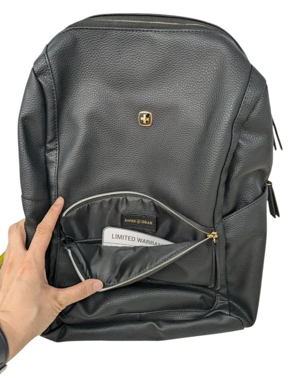 SwissGear Serenity Luxe Black Faux Leather Laptop Backpack - Small Fits 13